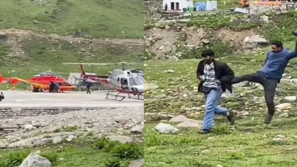 cctv footage,Kedarnath,Kedarnath helipad,Kedarnath Helipad Vidoe,Uttarakhand,viral news,viral video,Youth Takes Selfie Close To Helicopter,Youth Takes Selfie Close To Helicopter Video