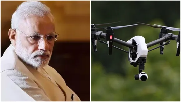 pm modi, pm modi drone, pm modi delhi house drone, drone over pm modi house, delhi police drone, drone over pm modi house