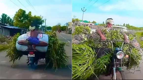 trending video,Viral News,Shocking Video,किसान,टीवीएस एक्सएल,tvs xl video,viral video,ट्रैक्टर ट्रॉली,man did heavy loading on two wheels,heavy loading on two wheels,terrifying footage,Heart Stopping Moment,