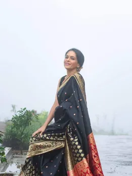 Aishwarya Narkar Black Saree