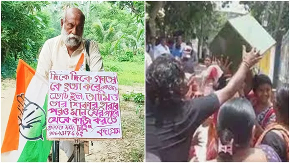 congress leader campaigning from village to village about vote looting in panchayats