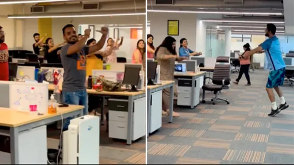 "bhangra, office, employees, energetic, dance video, viral video, instagram, trending, trending stories