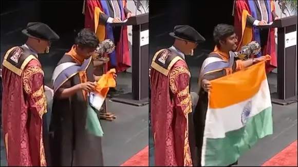 ias officer, student, indian national flag, tricolor, graduation ceremony, viral video, trending