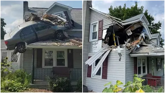 Car Accident, Pennsylvania, Trending News, America, America Accident, Pennsylvania Car Accident, Pennsylvania Car Accident Photos, America Car Accident, America Car Accident Photos, Car on 2nd Floor,