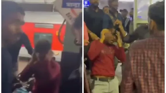 muslim boy thrashed in Mumbai, bandra station, jai shri ram chants, Bandra Terminus railway station, Muslim boy beaten up, Muslim man beaten up bandra station, viral video Muslim man beaten up at bandra station, Muslim boy thrashed, Muslim boy beaten up at bandra station, Muslim boy thrashed Mumbai, muslim boy with hindu girl beaten up,