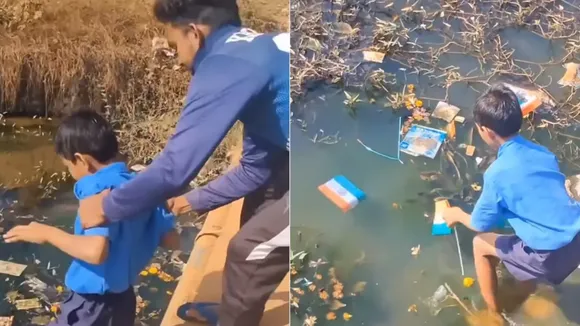 Child Jumps Into Water,Flag,Flag viral video,Social Media,Independance Day,independance day 2023,Independance Movement,trending video,viral news,15 Augest,