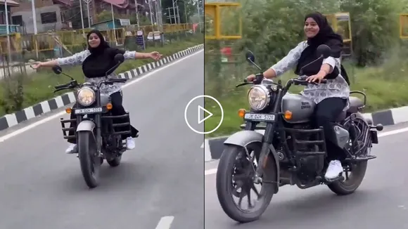 Kashmiri girl riding royal enfield, Artical 370 news, Girls freedom in Kashmir, dangerous driving, road safety, Shah Rukh Khan, Ra.One, Srinagar news, Srinagar Traffic police,