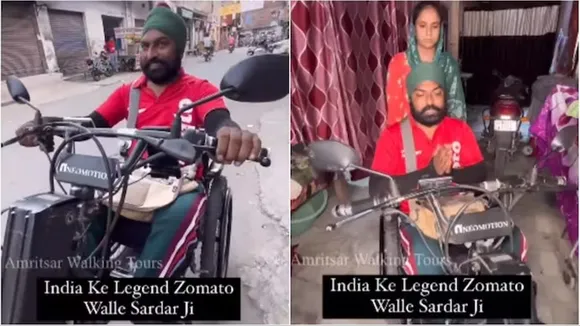 zomato, zomato delivery man, viral video, viral, zomato viral video, amritsar, zomato delivery man viral video, zomato social media, specially abled zomato agent, zomato agent