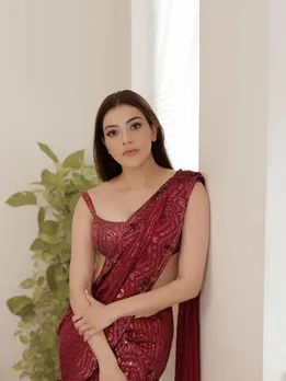 Kajal Aggarwal Red Saree