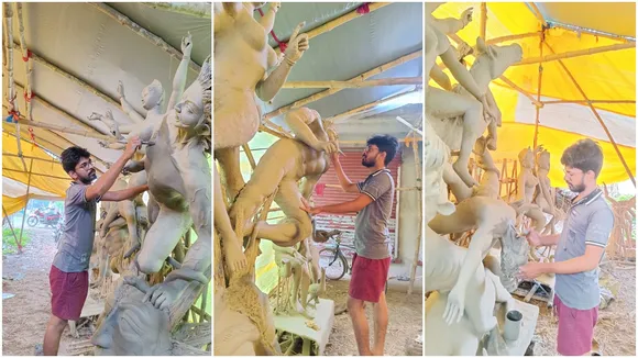 Hooghly Youth Earns by making idols, Durga Puja 2023, দুর্গাপুজো 2023, পলিটেকনিক ইঞ্জিনিয়ার হয়েও প্রতিমা তৈরি করছেন, হুগলির খবর, Hooghly News,