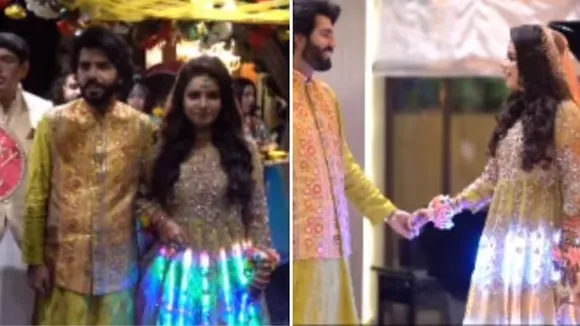 viral video, pakistani groom, led lights lehenga, pakistani bride