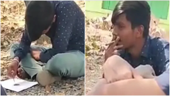 picture of TMCP leader enjoying cannabis while sitting on college campus has gone viral , কলেজ ক্যাম্পাসে বসে তৃণমূল ছাত্র নেতা গাঁজায় সুখটান দিচ্ছেন ছবি ভাইরাল বর্ধমান গাটগোবিন্দপুর কলেজ