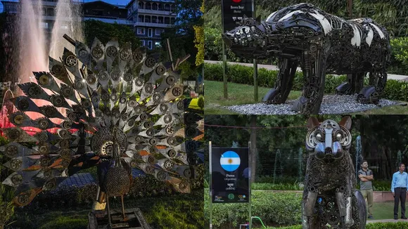 G 20 Summit: Waste-to-art sculpture of national animals and birds of G20 countries