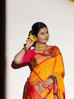 Prajakta Mali Yellow Paithani Saree