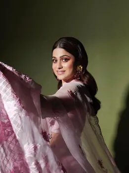 Shamita Shetty Pink Designer Saree