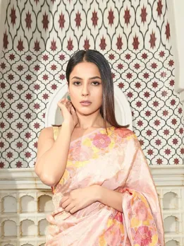 Shehnaaz Gill Floral Print Saree