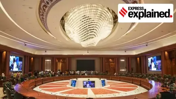 newly-constructed Bharat Mandapam Hall in New Delhi