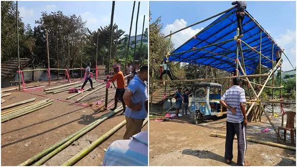 club committee rebuilt puja pandal that was destroyed by fire in Maldas English Bazar
