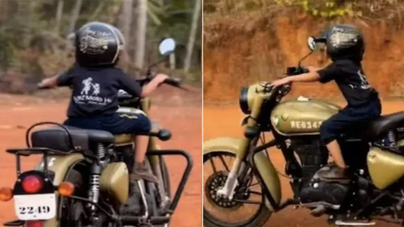 Four-year-old Kerala boy takes Royal Enfield Classic 350 for a spin, internet reacts