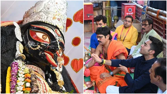 Abhishek Banerjee give puja at Naihati Boro Maa temple