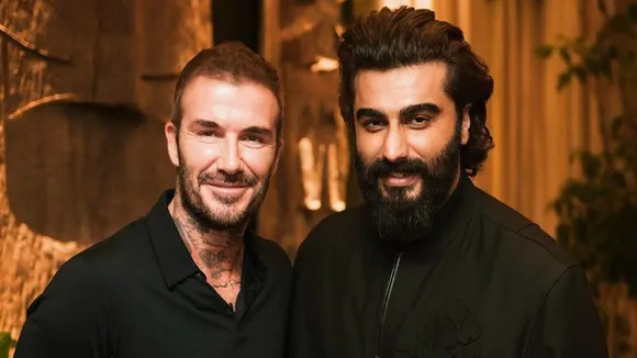 Arjun and David beckham at Mumbai party : actor edited the photo?