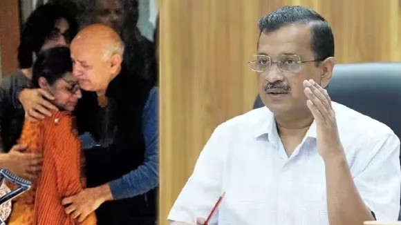"Arvind Kejriwal, Manish Sisodia, Manish Sisodia hugging wife, Seema Sisodia,
