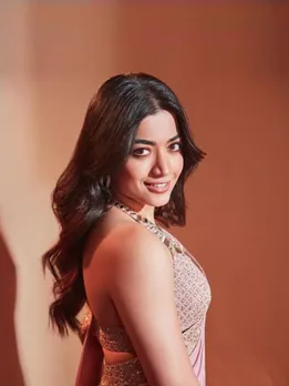 Rashmika Mandanna Pink Designer Saree