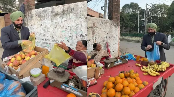 "viral video, man buys all fruits from elderly woman, ludhiana, punjab, trending",