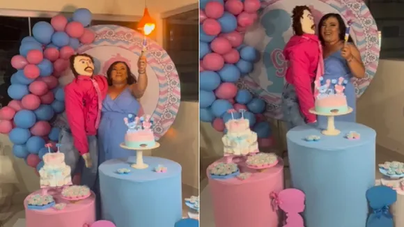 Brazil Woman, rag doll, rag doll marriage, rag doll wedding, gender reveal party, weird marriage, Meirivone Rocha Moraes, trending news, viral videos, trending videos, bizarre news, strange news, weird news, odd news, ajab gajab, ajab gajab news,