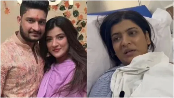Ashwajit Gaikwad with Priya Singh; (right) Priya speaking to the media from hospital. (Express File Photo)