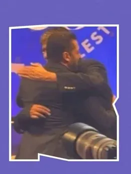 Salman Abhishek | Salman hugs Amitabh. Aishwarya Rai