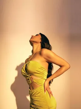 Mouni Roy Green Cut Out Dress