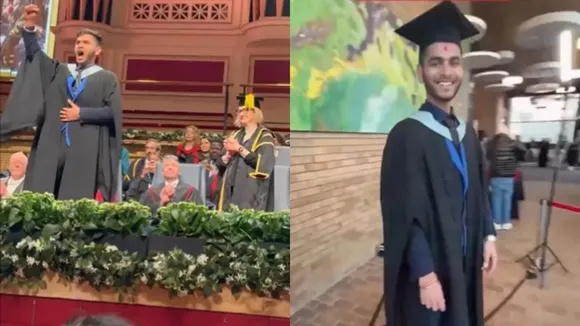 Student touches teachers feet, Jai Siya Ram, Jai shri Ram, Lord Ram, Ram mandir, Convocation Ceremony Leicester, Leicester university, heart touching video, viral videos, trending videos, trending news,