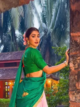 Pooja Hegde Half Saree Look