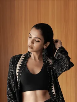 shriya-pilgaonkar-in-black-three-piece-suit