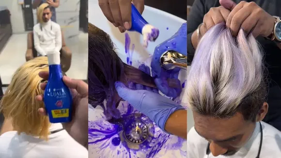 Hair stylist, Hair colour, Hair dye, Ujala neel, Ujala hair dye, Ujala Fabric Whiteners, Ujala Whiteners, Ujala for clothes, viral videos, trending videos, trending news, hair dye experiment