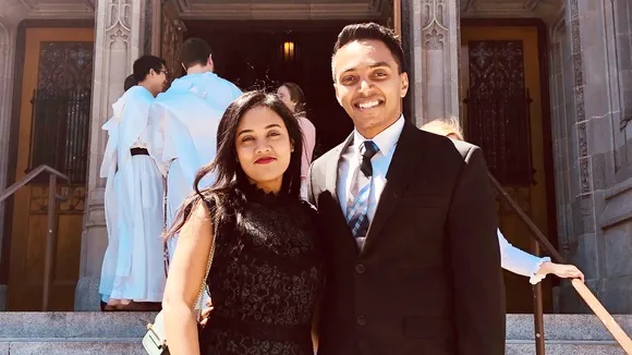 Former Meta engineer Anand Sujith Henry and his wife Alice Benziger. (Facebook/Alice Benziger)