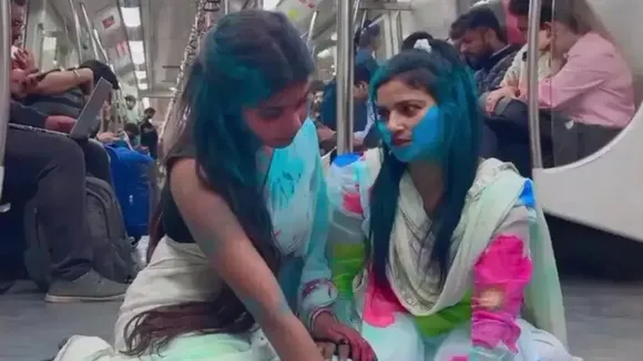 delhi metro girls vulger holi viral video, delhi metro holi viral video, holi in metro, Metro Station, Seduction Station, Holi Celebration Inside Delhi Metro, Girls vulger dance in Delhi Metro, Girls vulger dance in metro, Girls vulger dance in Delhi Metro, Holi in Delhi Metro, Girls playing Holi in Delhi Metro, viral video, viral video of Delhi Metro, Delhi Metro viral video, Delhi Metro new video, Delhi Metro video viral, trending video, reels , reels in metro"