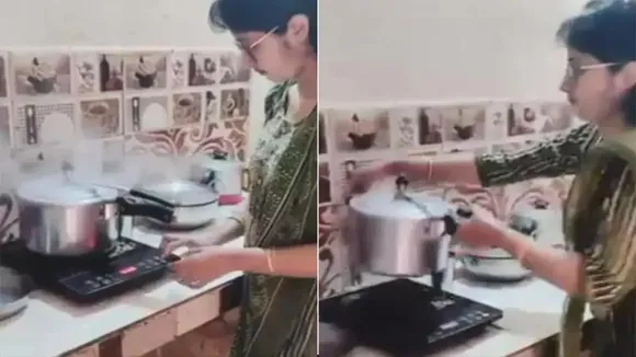 pressure cooker,woman,jugaad,viral video,trending,Viral Video,
