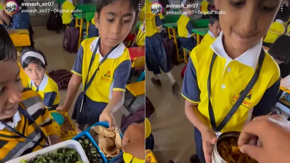 tiffin,viral video,heartwarming content,tiffin food,students,viral news,trending news,students sharing tiffin with teacher,school lunch,Tiffins Food Viral Video,Tiffins Food Viral