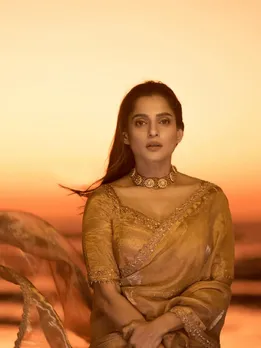 Priya Bapat Golden Saree