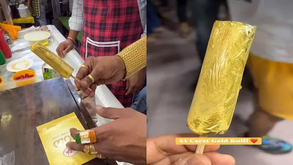 24 carat gold kulfi, viral video, kulfi viral video, trending news, bizarre, odd news, MP News, Sarafa Bazar, Gold wali Kulfi