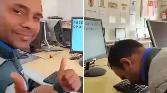 typing world record, man type with nose, man make world record by typing with nose,