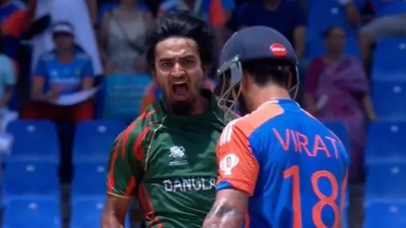 Tanzim Hasan vs Virat Kohli, IND vs BAN, t20 World Cup 2024 Super 8