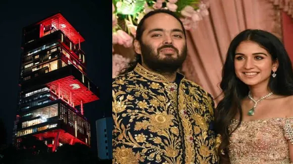 Antilia, the residence of the Ambani family, decks up with decorative lighting ahead of Mukesh Ambani's son, Anant Ambani's wedding with Radhika Merchant.