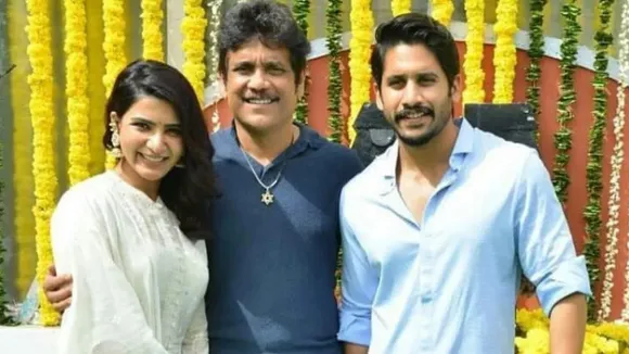 Nagarjuna with Samantha Ruth Prabhu and son Naga Chaitanya
