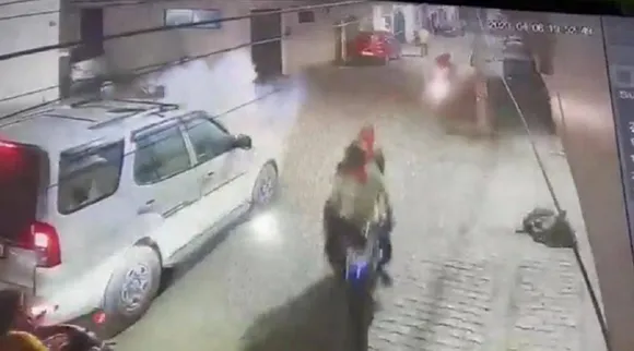 bomb attack on bjp leader son