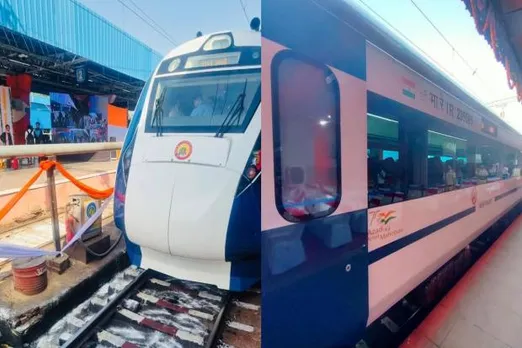 The route’s Vande Bharat Express train had to be modified with a new design of Pantograph, as double-decker vehicles run on this route, which has elevated electricity wires.  (Twitter/@RailwayMinistry)
