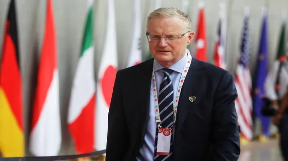 Governor of Reserve Bank of Australia Philip Lowe after G20 meetings on Monday at Mahatma Mandir. Express photo by Nirmal Harindran, 17-07-2023, Gandhinagar, Gujarat