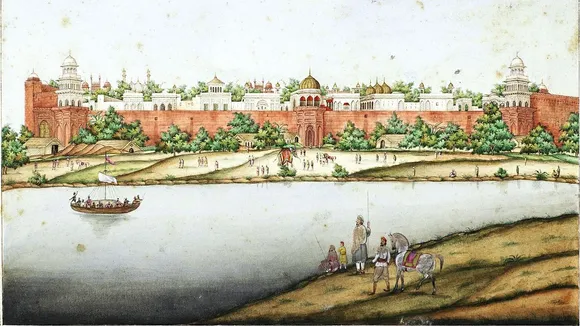 Ghulam ali khan paintings | delhi | yamuna river | Red fort | Shah jahan